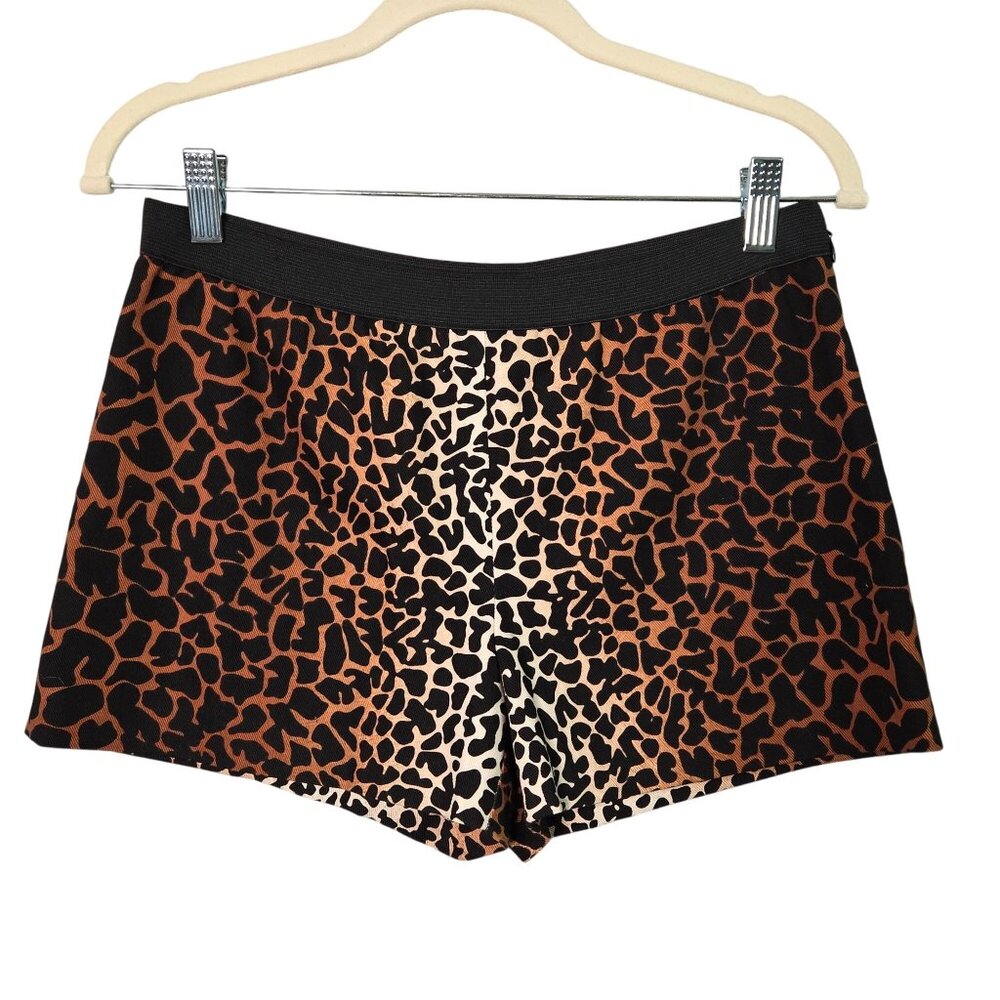 Derek Lam Shorts Womens 6 Brown Leopard Print Cotton‎ Side Zip Made in Italy